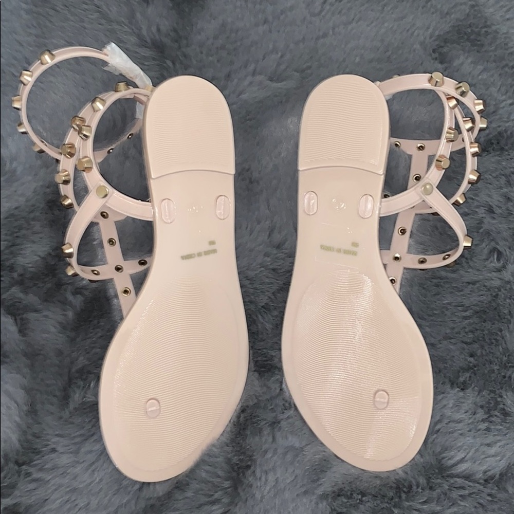 Tan jelly studded flat sandals - Picture 2 of 2